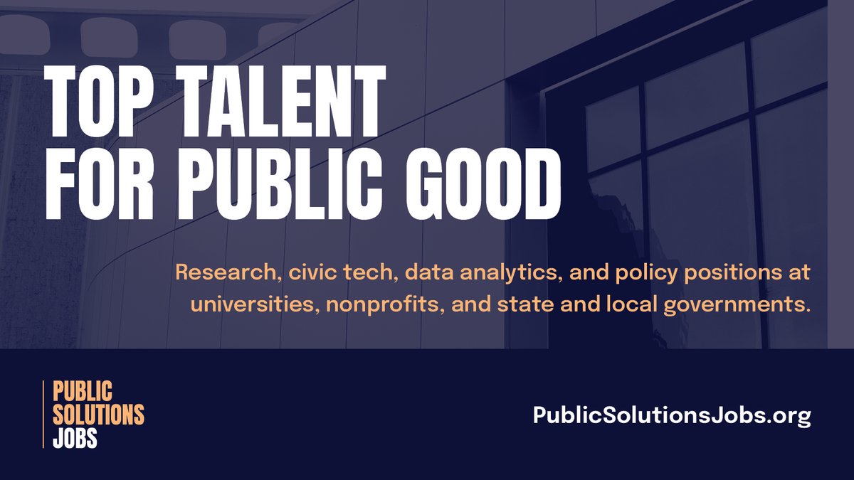J-PAL North America (@jpal_na) on Twitter photo đź’ĽLooking for a new role related to research, civic tech, data analytics, or policy? Visit this curated list of open positions we are supporting alongside <a href="/YaleTobinCenter/">Tobin Center for Economic Policy</a>, <a href="/CAPolicyLab/">California Policy Lab</a>, <a href="/UChiUrbanLabs/">UChicago Urban Labs</a>, <a href="/HKSGovLab/">HKS Government Performance Lab</a>, <a href="/ImpactatHarvard/">Harvard Impact Labs</a> & <a href="/stanfordimpact/">Stanford Impact Labs</a>. publicsolutionsjobs.org đź’ĽLooking for a new role related to research, civic tech, data analytics, or policy? Visit this curated list of open positions we are supporting alongside <a href="/YaleTobinCenter/">Tobin Center for Economic Policy</a>, <a href="/CAPolicyLab/">California Policy Lab</a>, <a href="/UChiUrbanLabs/">UChicago Urban Labs</a>, <a href="/HKSGovLab/">HKS Government Performance Lab</a>, <a href="/ImpactatHarvard/">Harvard Impact Labs</a> & <a href="/stanfordimpact/">Stanford Impact Labs</a>. publicsolutionsjobs.org