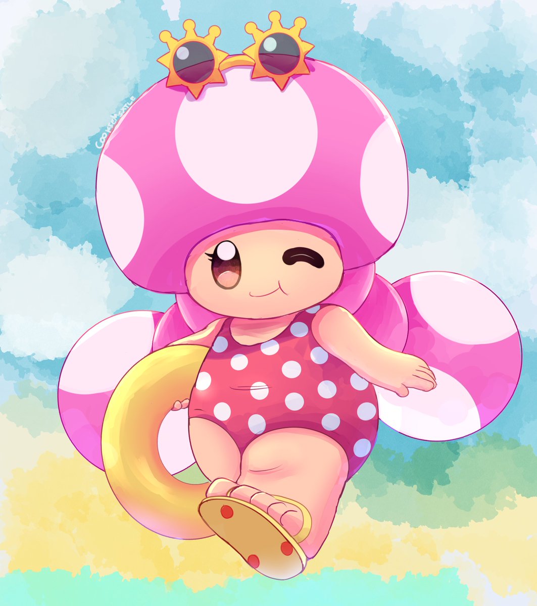 cookiemixtle's tweet photo. Toadette is ready for beach time!! What!? It's too early? Never it's early or late for beach time!! XD

#toadette #キノピコ https://t.co/S0swOxQqFW