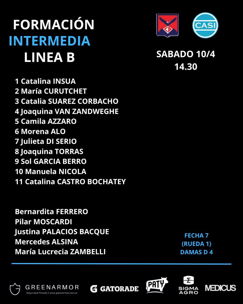 CASI_OK's tweet photo. Formaciones Primera e Intermedia líneas A y B para la fecha del sábado 10/5. #VamosCASI ⚪️⚫️⚪️ https://t.co/ziSQO66k2t