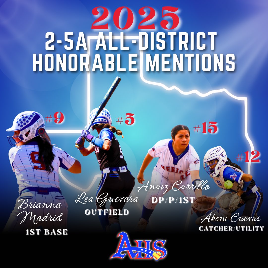 Please help us congratulate our Honorable Mentions All-District Selections! 
<a href="/briannamadrid25/">Brianna Madrid</a> 
<a href="/leaguevara44/">Lea Guevara</a> 
<a href="/anaizcar30/">Anaiz Carrillo</a> 
<a href="/AbeniC2028/">Abeni Cuevas</a> 
Amazing job ladies! Your performance and hardwork did not go unnoticed this year!!! Proud of you ladies!!!