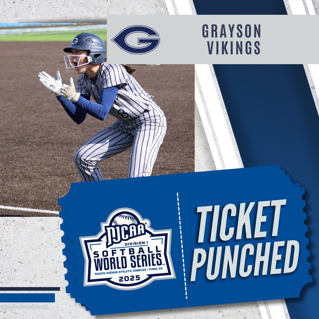 The Vikings move on!

Grayson wins the Southwest A District to punch their ticket to the 2025 #NJCAASoftball DI World Series in Yuma, AZ!

njcaa.org/sports/sball/2…