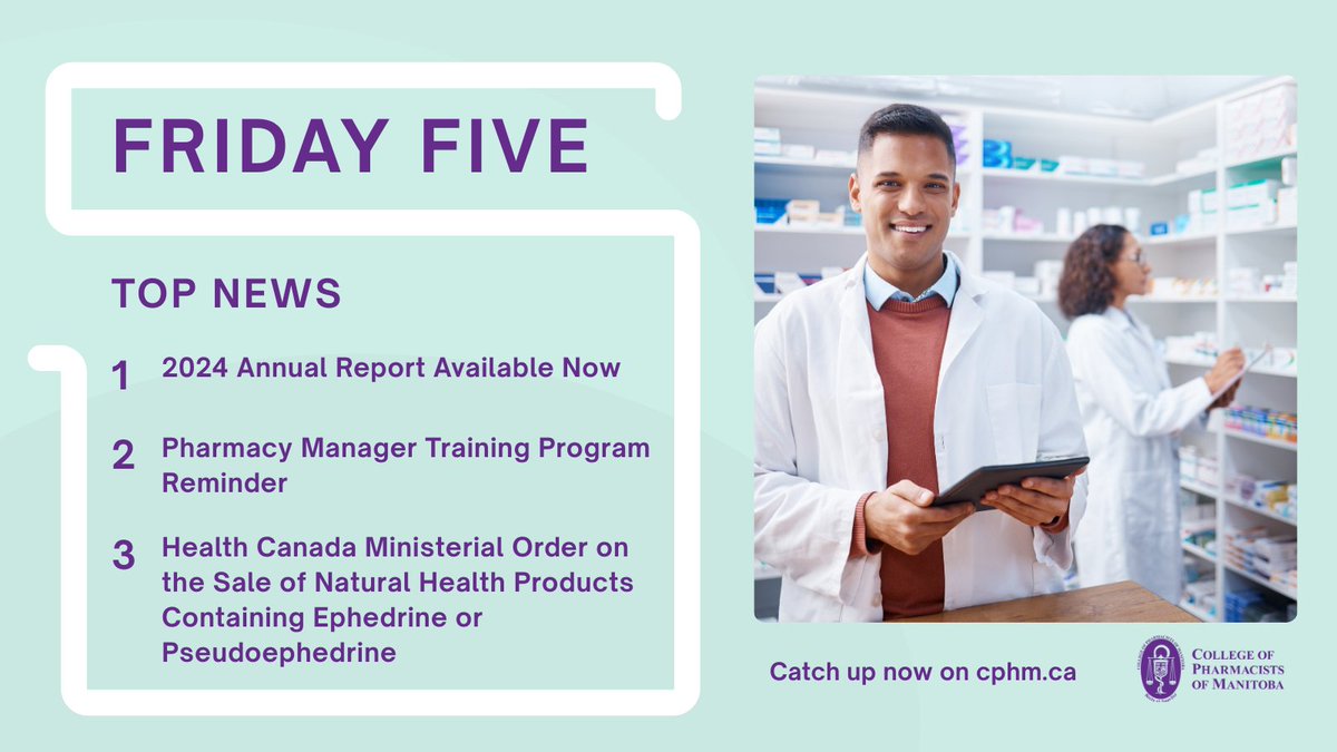 Stay up to date on the latest regulatory quality assurance, and safety information in this week's Friday Five. To read it now click the link: cphm.ca/friday-five/fr…