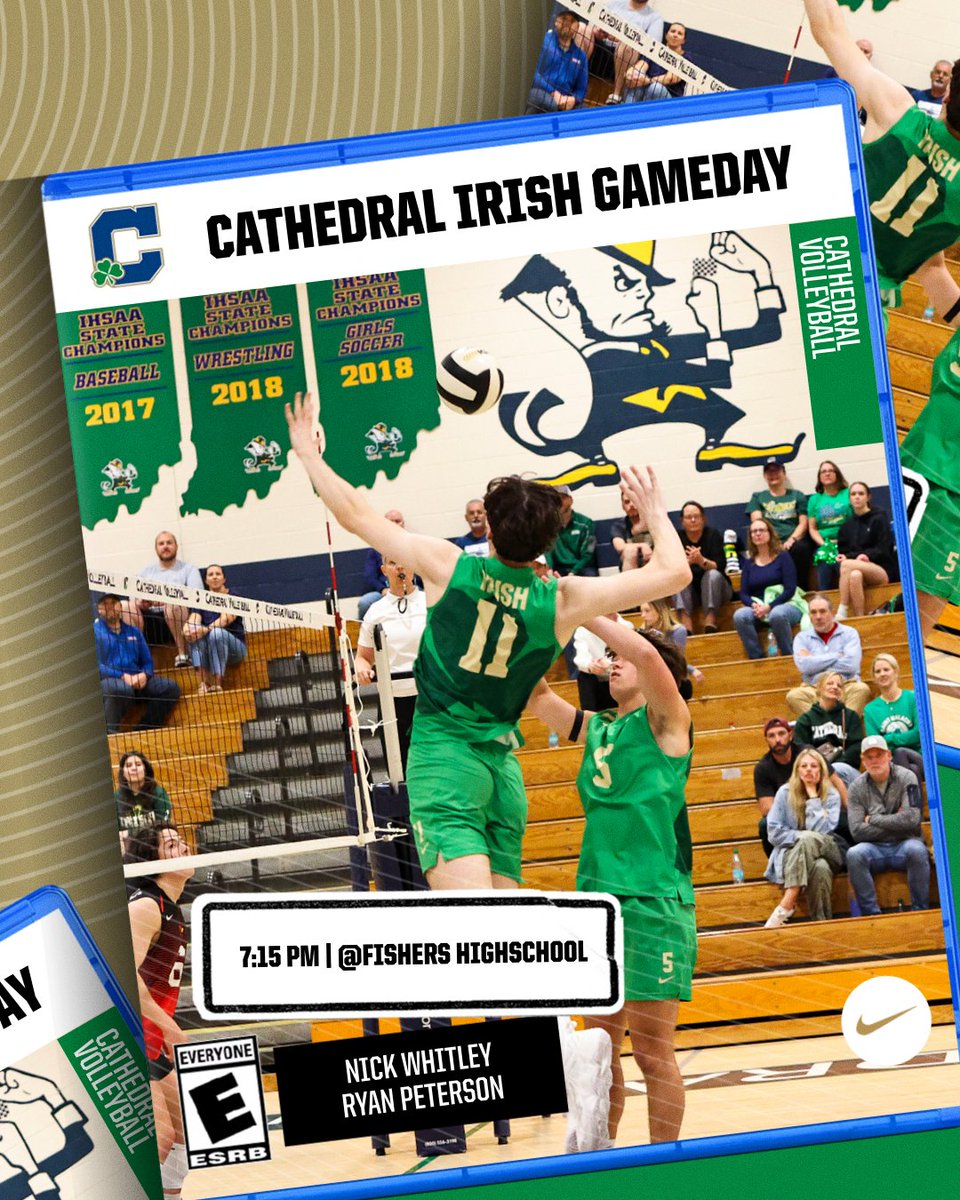 ☘️🏐 CATHEDRAL IRISH GAMEDAY! Join us at 7:15 PM @ Fishers High School as our Boys Volleyball team sets the stage for an epic tournament run! Let's pack the stands and rock the Irish spirit! #GoIrish