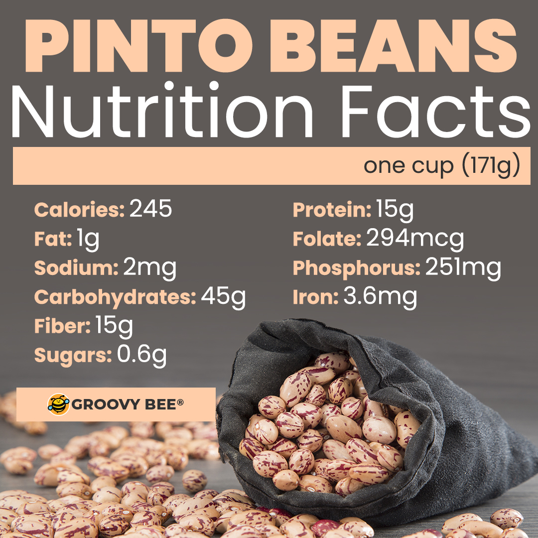"Pinto beans aren’t just delicious—they’re a nutritional powerhouse! 
Pro Tip: Pair them with vitamin C (like bell peppers or citrus) to maximize iron absorption!"

#PlantBasedNutrition #HealthyEating #ProteinPower #PintoBeanFacts #Wellness