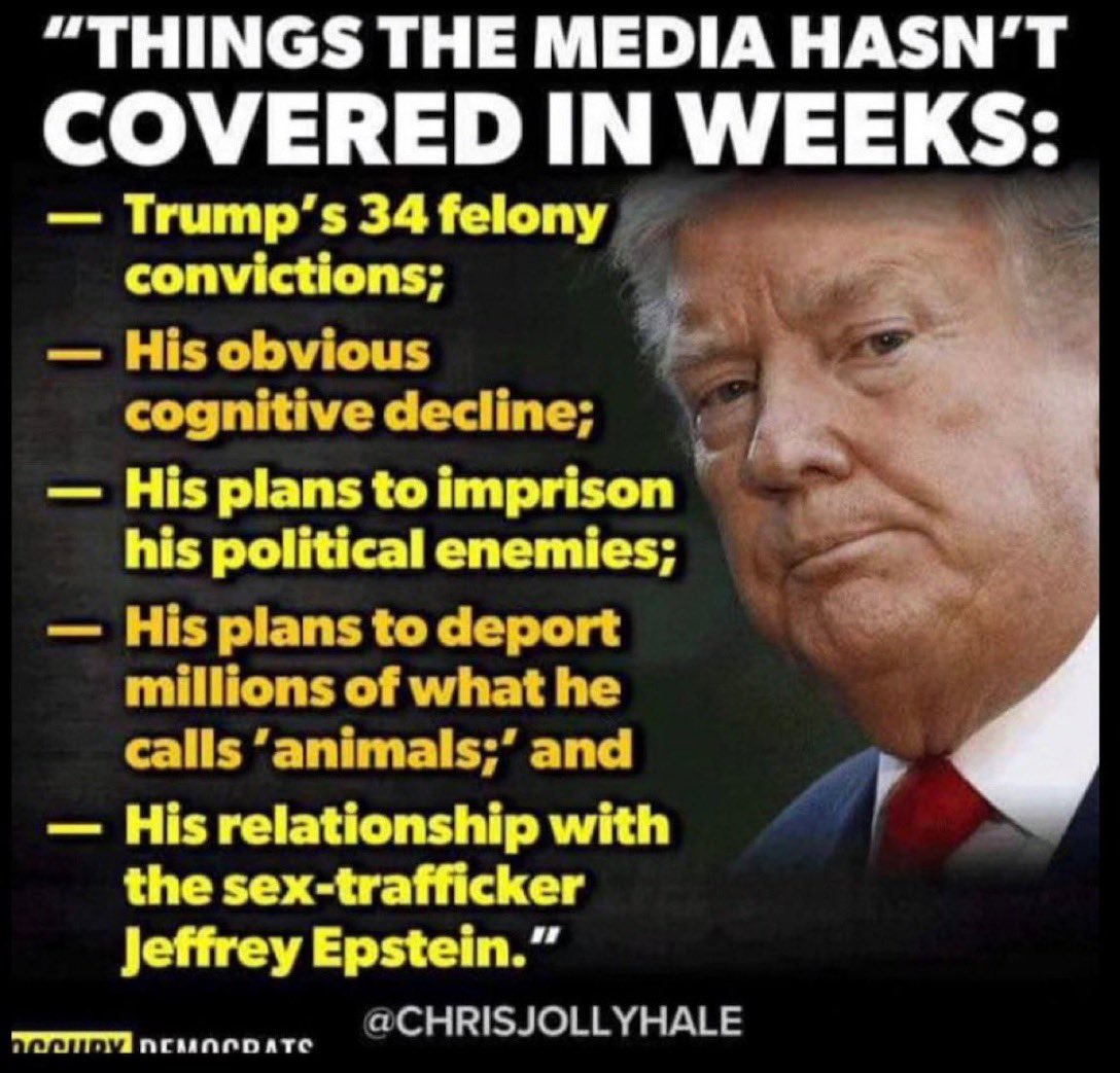 The media always remind people of every black persons criminal pass or even some unproven charges but never mention the truth when addressing the orange man. 
Why is it that they are not using this man’s appropriate title:

Convicted Felon President Donald Trump.