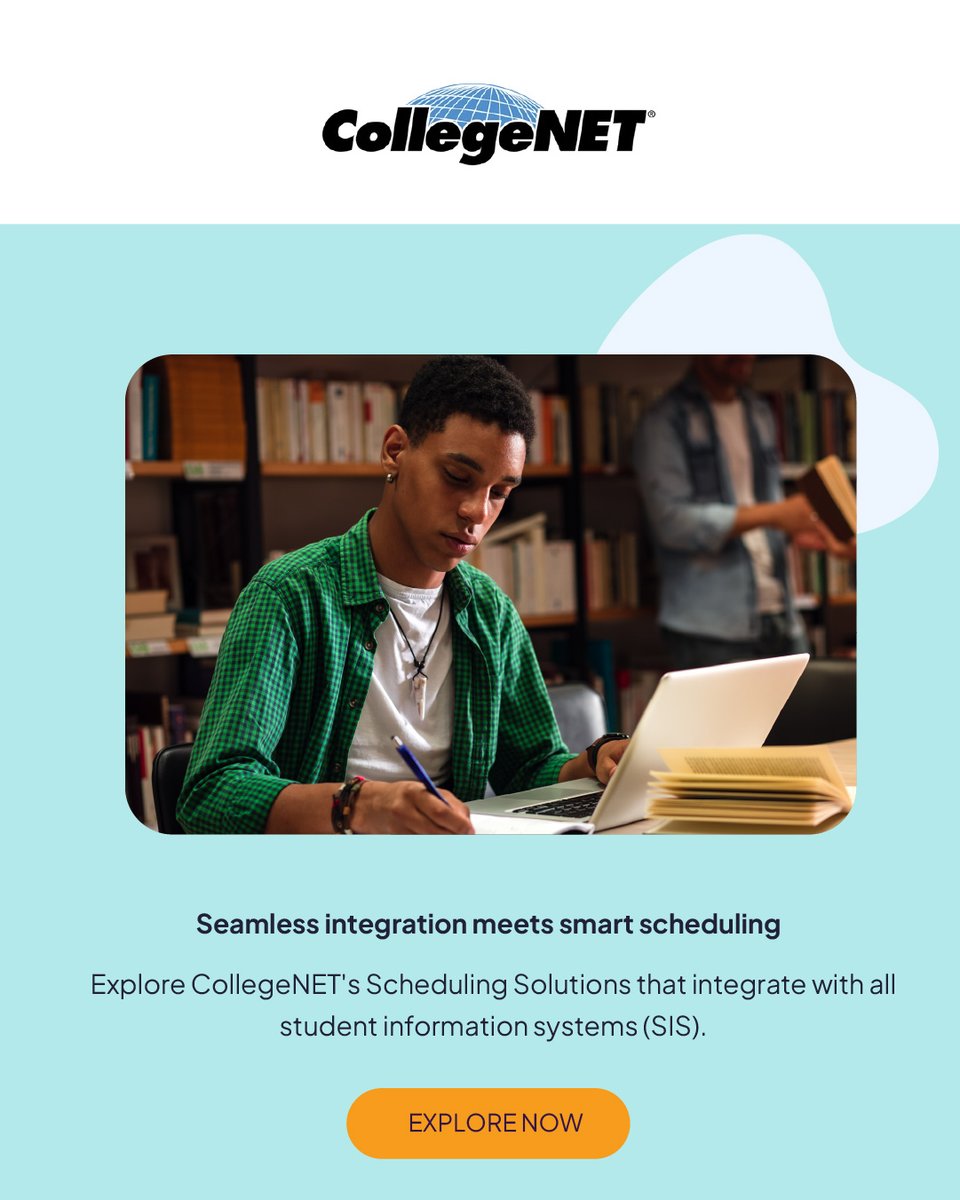 CollegeNET's tweet image. CollegeNET’s scheduling tools integrate with any SIS, including Banner, PeopleSoft, Workday, and more. Experience real-time syncing, accurate course assignments, and smoother scheduling.

Learn more: hubs.la/Q03lVX9P0

#CollegeNET #SISintegration #HIgherEdTech