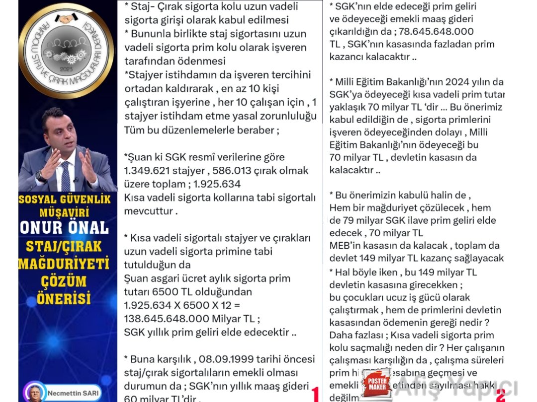 STAJ VE ÇIRAKLIK SİGORTASI MAĞDURLARI PLATFORMU tweet media