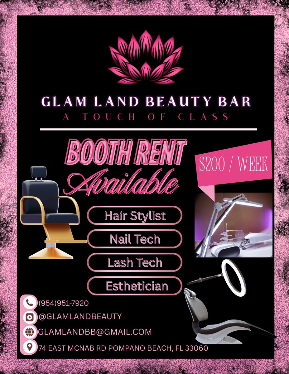 dezaraytamara's tweet photo. Beauticians looking to rent a booth, We have availability for hairstylists, nail techs, lash techs and more! DM us or click the link in our bio to apply🔥‼️
.
#browardnails #browardsalon #browardhair #miamihairstylist #miaminailtech #browardlashes #miamilashtech https://t.co/6HgZAQolrh