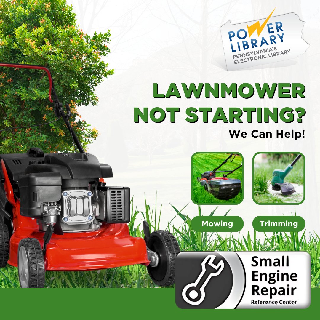 PowerLibrary's tweet image. Spring is here 🌼—and that means it’s time to fire up the mower, trimmer, and other yard tools. If your small engine isn’t cooperating, check out Small Engine Repair Source!
bit.ly/3A4kYWu

#SmallEngineRepair #DIYFix #SpringMaintenance #LibraryResources