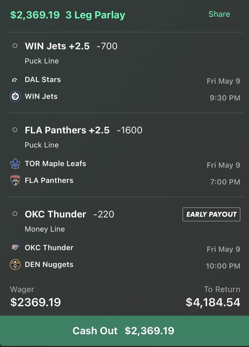 HKpickz's tweet photo. HKpickz 🔒 TURBO LADDER CHALLENGE DAY 7
$2396.19 ➤ $4184.54 💵 | Odds -132
FINAL DAY OF OUR 7 DAY TURBO LADDER CHALLENGE. 3 SUPER CONFIDENT PICKS WE BELIEVE CANNOT LOSE 💰

3 LEG PARLAY (-131)
🏒 WINNIPEG JETS +2.5 (ALT SPREAD)
🏒 FLORIDA PANTHERS +2.5 (ALT SPREAD)
🏀 OKC THUNDER MONEYLINE

WE WILL START UP ANOTHER LADDER CHALLENGE RIGHT AFTER THIS ONE CASHES 🤫