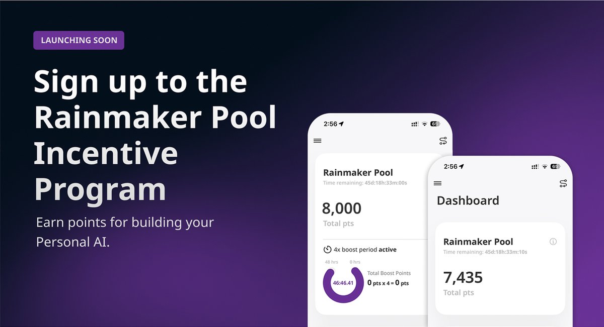 Do you believe the future of #AI is decentralized? Then join the Rainmaker Pool Party to earn rewards and be among the first to build your self-owned personal AI. 

Self-sovereign, early adopters sign up to get notified when we go live! 👉 rainfall.one/rainmaker

Stay