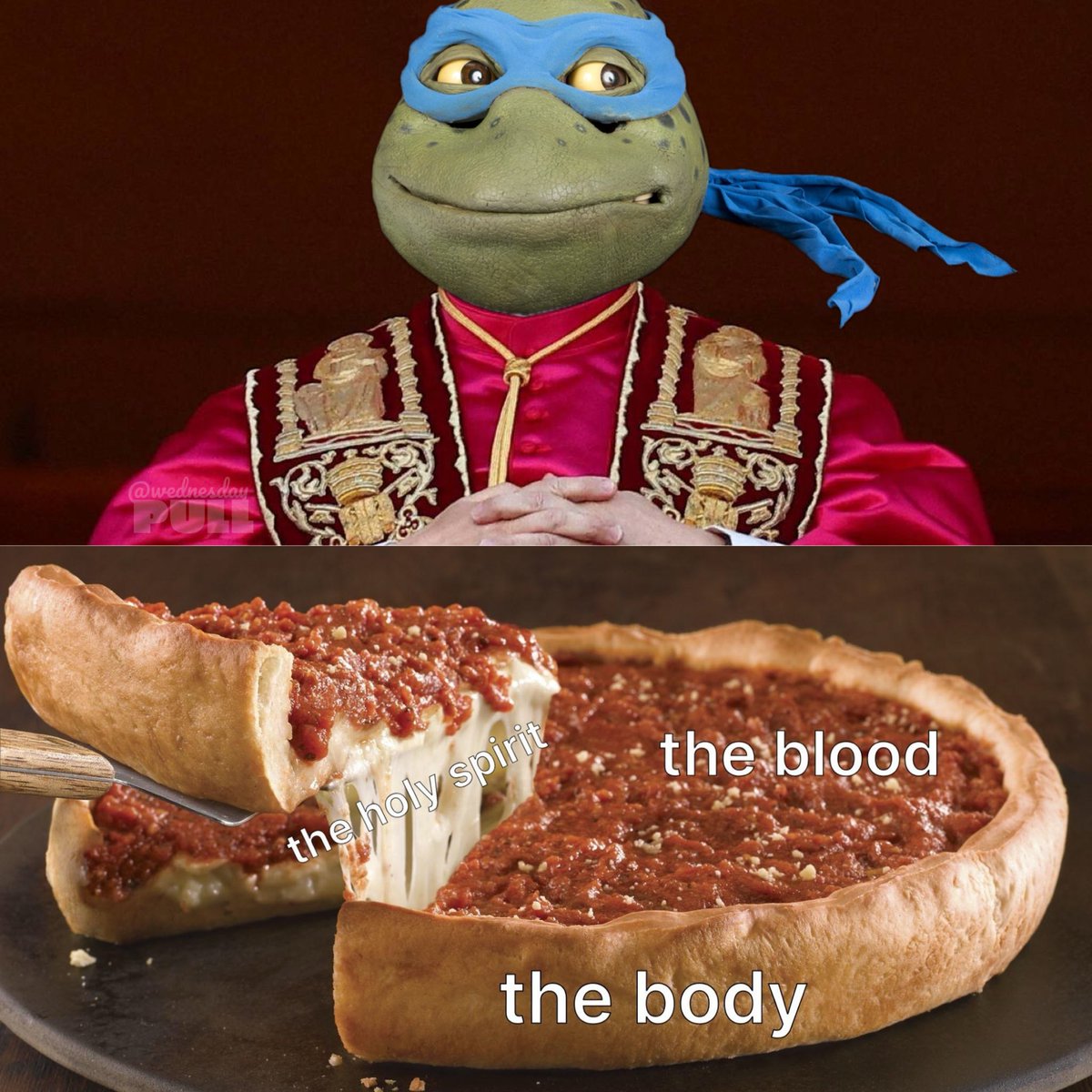 From the sewers to the Sistine Chapel. 
Cowabunga and amen.