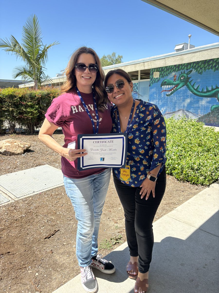 Thank you Mrs. Morales, Ed Specialist, for 20 years of dedicated service to <a href="/RowlandSchools/">Rowland Schools</a>. In the photo with Instructional Assistant, Mrs. Trejo