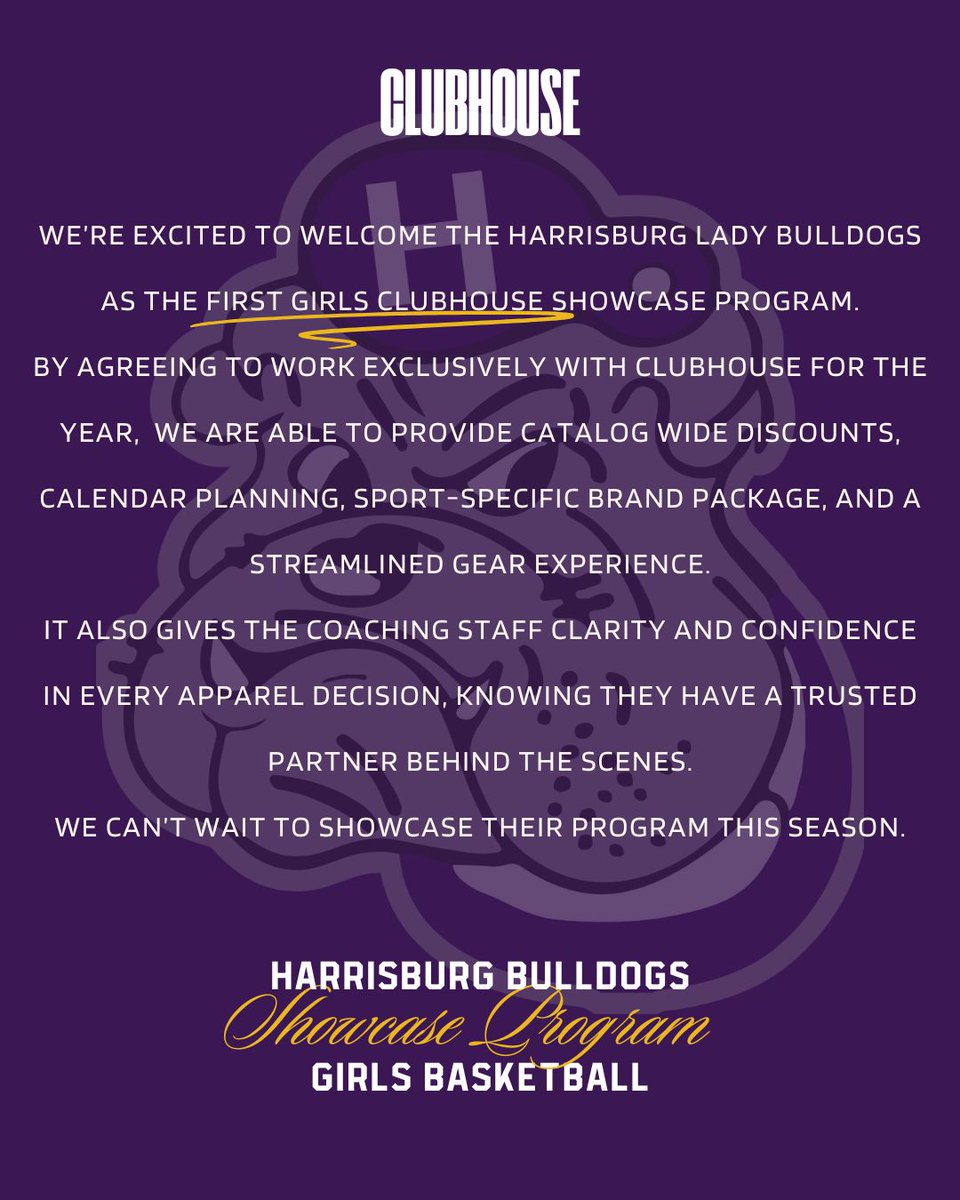 Clubhouse Athletic (@clubhouseatltc) on Twitter photo Welcome, Harrisburg Lady Bulldogs to Clubhouse as a Showcase Program. Excited to build out and grow your brand for the 2025-2026 season. <a href="/CoachMoe86/">Harrisburg Womens Basketball Program (Coach Moe)</a> <a href="/JkStew3/">Jake Stewart ๐</a> Welcome, Harrisburg Lady Bulldogs to Clubhouse as a Showcase Program. Excited to build out and grow your brand for the 2025-2026 season. <a href="/CoachMoe86/">Harrisburg Womens Basketball Program (Coach Moe)</a> <a href="/JkStew3/">Jake Stewart ๐</a>