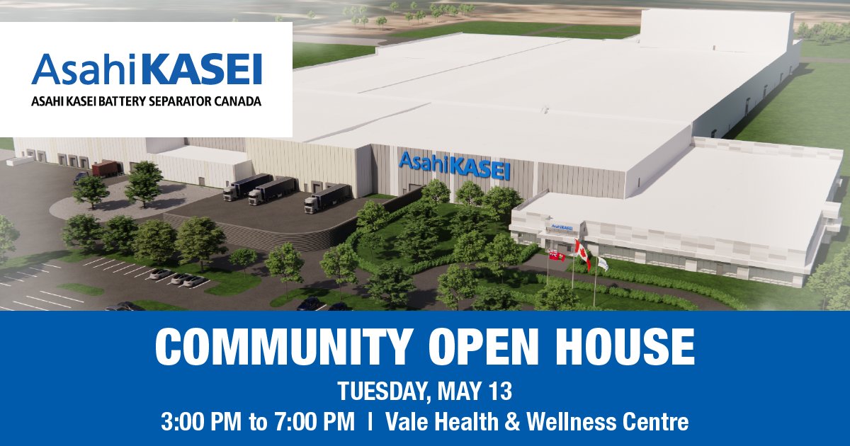 Port Colborne!Join @AsahiKasei for a Community Open House on Tues, May 13, 3–7 PM at Vale Health &amp; Wellness Centre (Golden Puck Room).Get updates on construction + hiring! Drop in, say hi, and see what’s next.
#PortColborne #NiagaraJobs #AsahiKaseiCanada #OpenHouse #NiagaraEvents