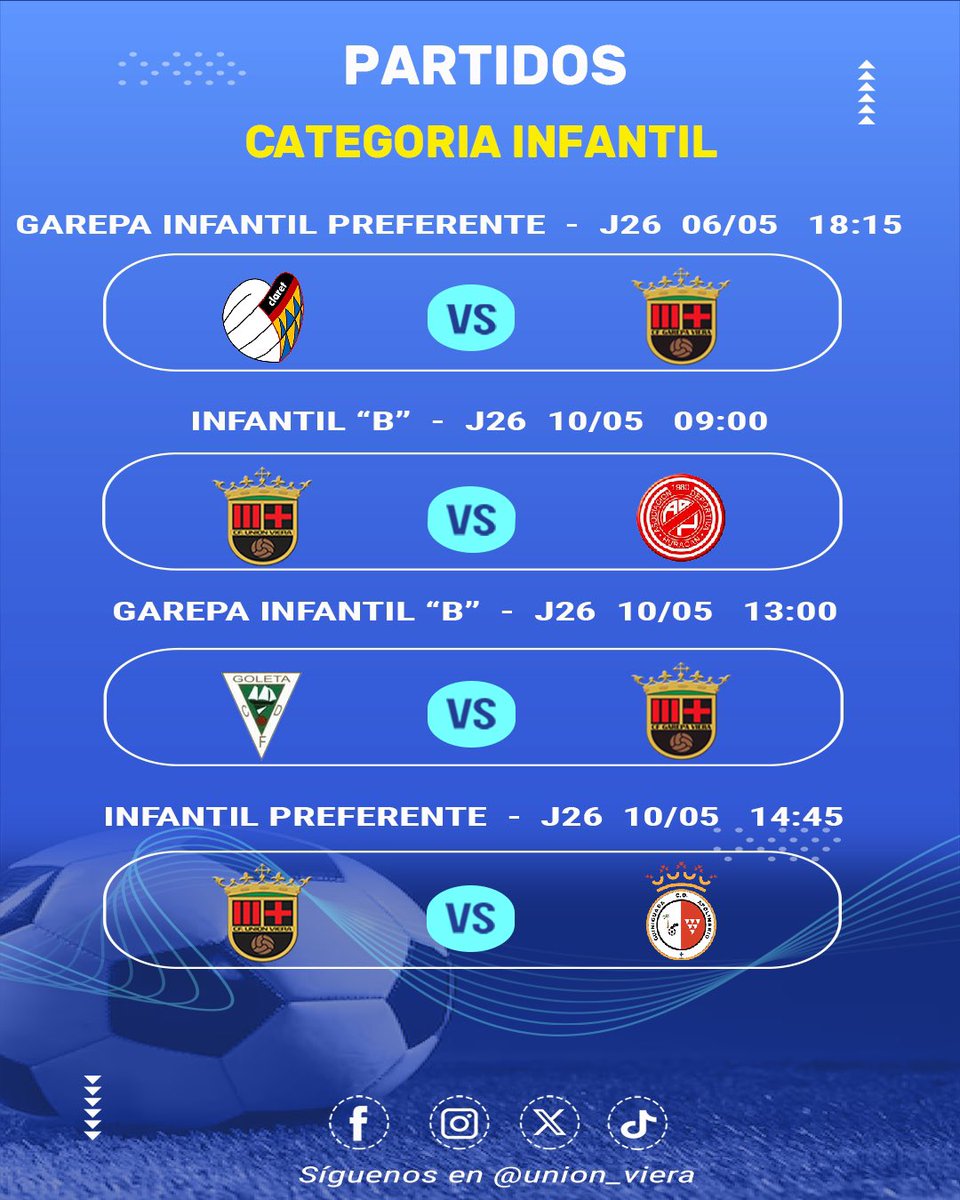 🔴⚫️PARTIDOS FUTBOL 11

Esta noche el Garepa Cadete “B” continua una nueva jornada de nuestros equipos de fútbol 11.

¡Les deseamos a todos la mayor de las suertes!

#Temporada24_25 
#ElEquipoDelBarrio
#VamosMiVierita🔴⚫️