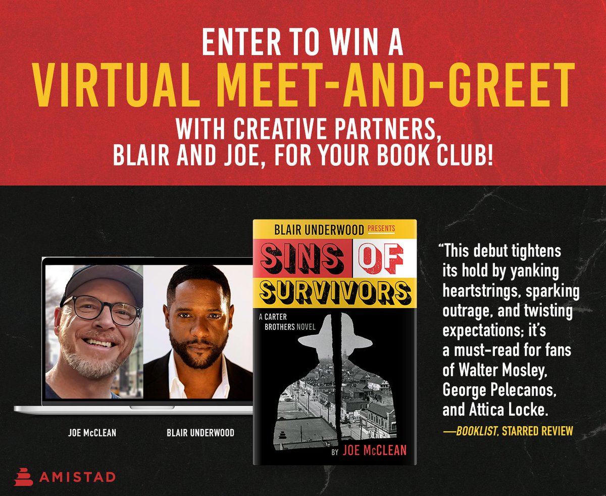 Library Love Fest (@librarylovefest) on Twitter photo Win a meet-and-greet with <a href="/BlairUnderwood/">Blair Underwood</a> and <a href="/Joe_McClean/">Joe McClean</a>, the creative partners behind SINS OF SURVIVORS!
Find out more and enter to win here: m.cmpgn.page/hx0VXq
<a href="/AmistadBooks/">Amistad Books</a> Win a meet-and-greet with <a href="/BlairUnderwood/">Blair Underwood</a> and <a href="/Joe_McClean/">Joe McClean</a>, the creative partners behind SINS OF SURVIVORS!
Find out more and enter to win here: m.cmpgn.page/hx0VXq
<a href="/AmistadBooks/">Amistad Books</a>
