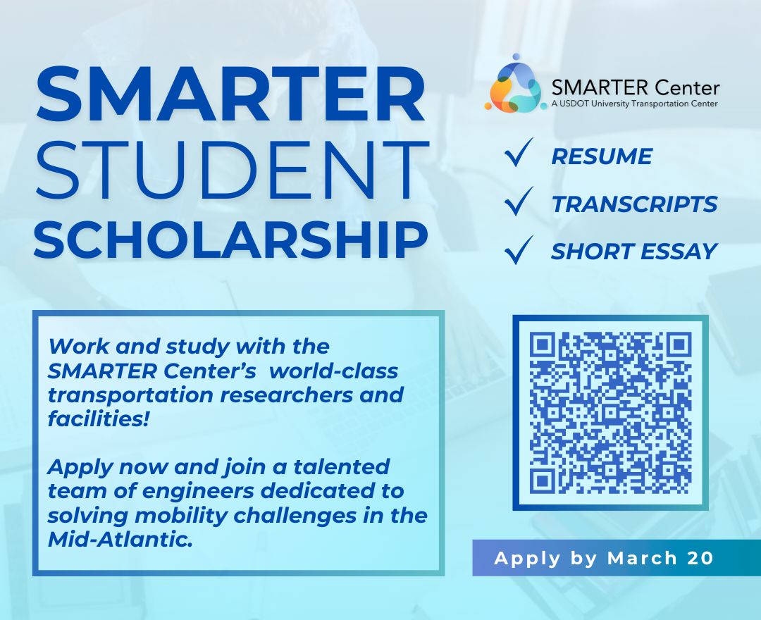 NTCMorgan's tweet image. Deadline EXTENDED to May 20 The SMARTER Center scholarship is now accepting applications. Work with top transportation researchers at Morgan State!
Apply today: docs.google.com/forms/d/e/1FAI…