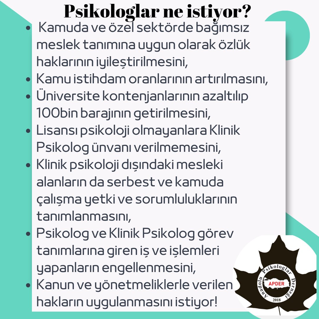 Tüm meslektaşlarımızın #10MayısPsikologlarGünü Kutlu olsun. 
Psikologlar ne istiyor?⤵️