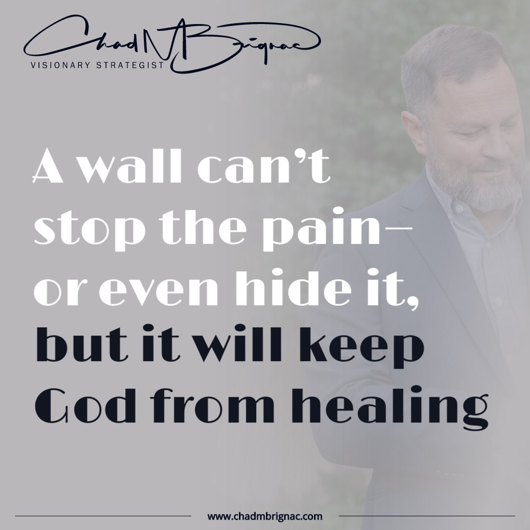 ChadMBrignac's tweet image. A wall can’t stop the pain—or even hide it, but it will keep God from healing

#chadmbrignac #LetGodIn #BreakDownTheWalls #HealingStartsHere #FaithOverFear #HeartHealing