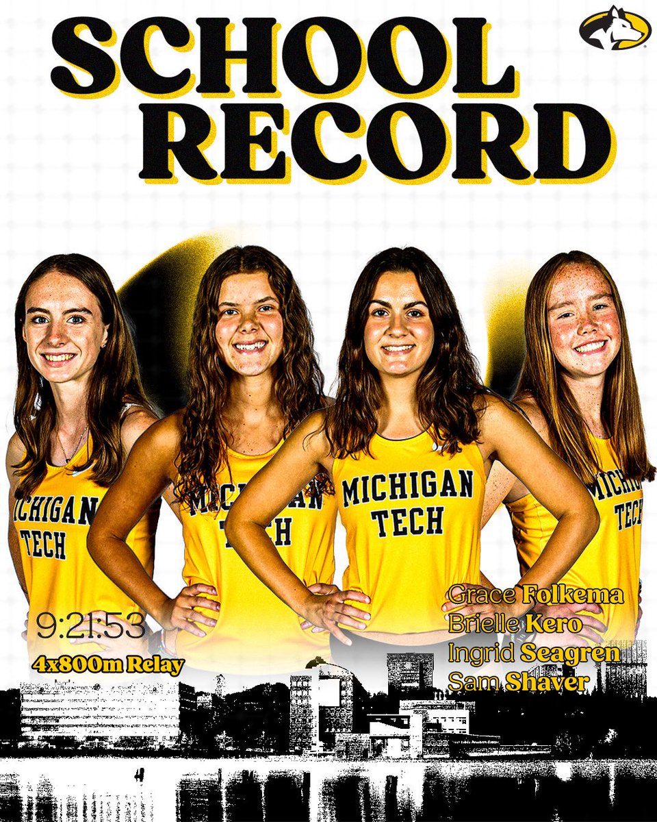 ⚠️ School Record Alert! ⚠️

The women's 4x800m relay of Folkema, Kero, Seagren and Shaver SMASHED the previous school record set 19 years ago by over 20 seconds with a winning time of 9:21.21!

#PullTheSled | #FollowTheHuskies