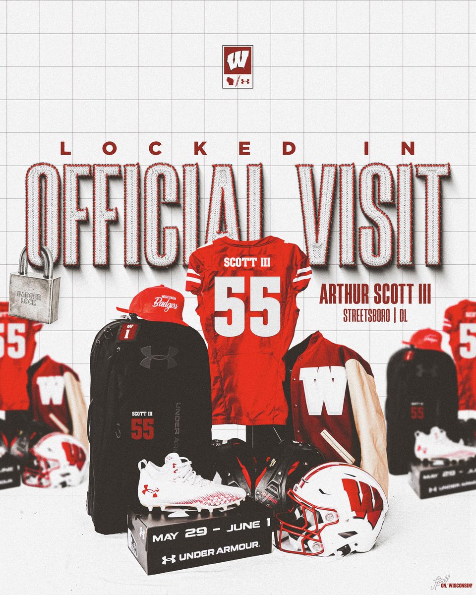 Arthur Scott (@ttreway) on Twitter photo I will be taking my official visit to Wisconsin from May 29- June 1st
<a href="/1RocketAD1/">1RocketAD</a>
<a href="/AllenTrieu/">Allen Trieu</a>
<a href="/StrBoroFootball/">Streetsboro Football</a>
<a href="/CoachWhit_UW/">E.J. Whitlow 🔴🦡⚪️</a> I will be taking my official visit to Wisconsin from May 29- June 1st
<a href="/1RocketAD1/">1RocketAD</a>
<a href="/AllenTrieu/">Allen Trieu</a>
<a href="/StrBoroFootball/">Streetsboro Football</a>
<a href="/CoachWhit_UW/">E.J. Whitlow 🔴🦡⚪️</a>