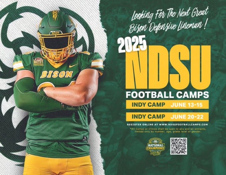 Thank you NDSU For The Camp Invite! Go Bison!