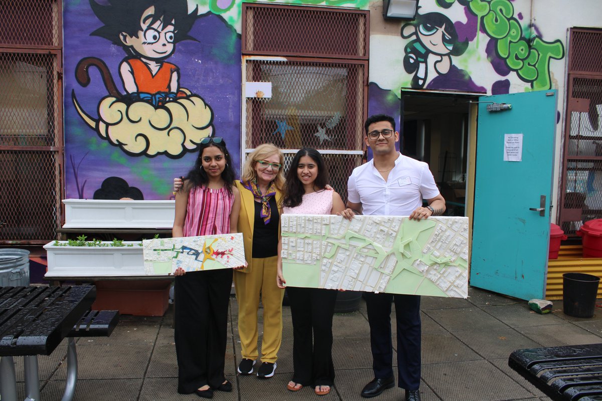 SandraPiesik's tweet photo. We won!!! 🏆From the @UN to the Bronx - thrilled to announce that my @NYITArch students Manasi Bhise, Sivapriya Janakiraman, &amp; Yash Oza were awarded top prize for their project: “Green Stitch – Connecting Livelihoods and Landscapes” 🌱Celebrating “Regenerative Urban Ecosystems”. https://t.co/p5ehM4D369