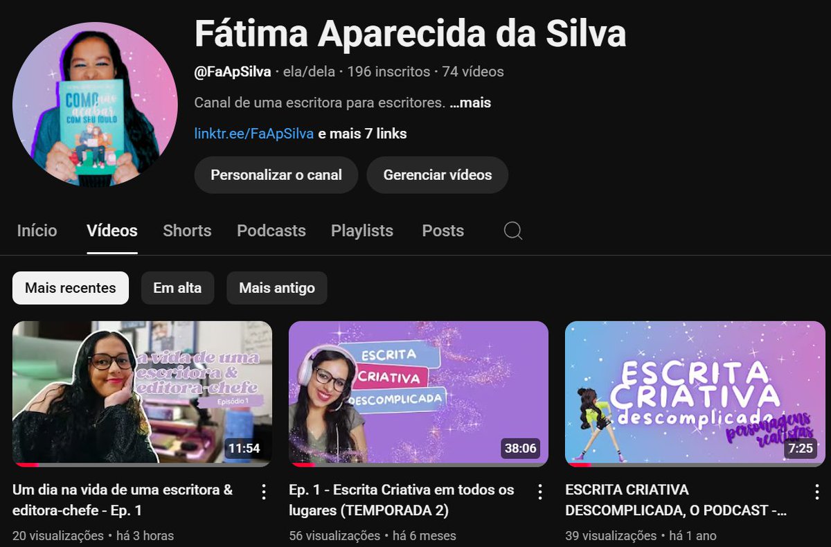 FaApSilva's tweet image. Eu sempre fui uma pessoa com problema de socialização, apesar de amar conversar. Sempre senti que ninguém queria ouvir o que eu dizia, mas em 2020 eu comecei a criar vídeos para as redes, e sempre fui mudando o jeito de fazer... Ter minha foto em thumb mostra quanto evoluí nisso