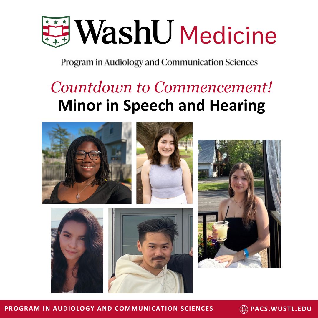 A big congratulations to the undergrad Class of 2025 who chose their Minor in Speech and Hearing Sciences! This year we have 8 students graduating with the Minor and several are pictured here. Wishing them all the best in their future endeavors! #WashU25 #speechandhearing