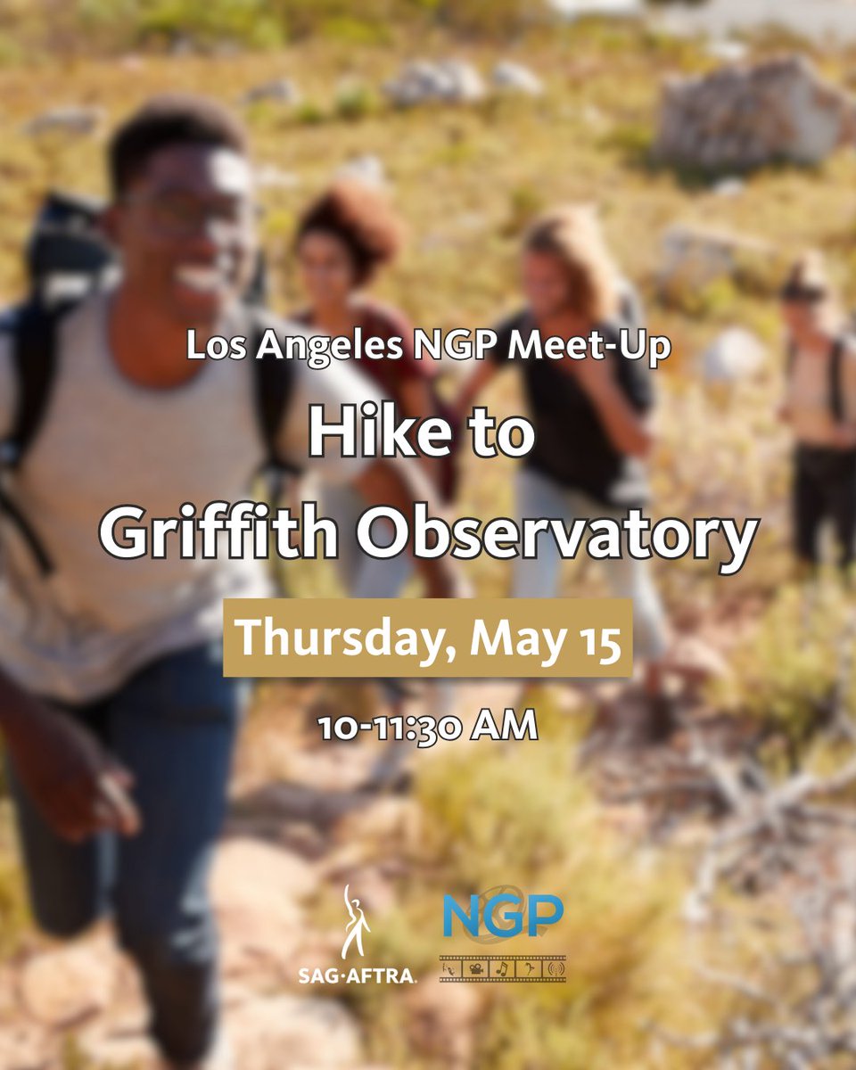 Let's go hiking! 🥾 Los Angeles NGP #SagAftraMembers, join us on Thursday, May 15 at 10 AM PT for a scenic, two-mile round-trip hike to #GriffithObservatory! Get more info and RSVP by May 14 here: ow.ly/rlYC50VQkR4
