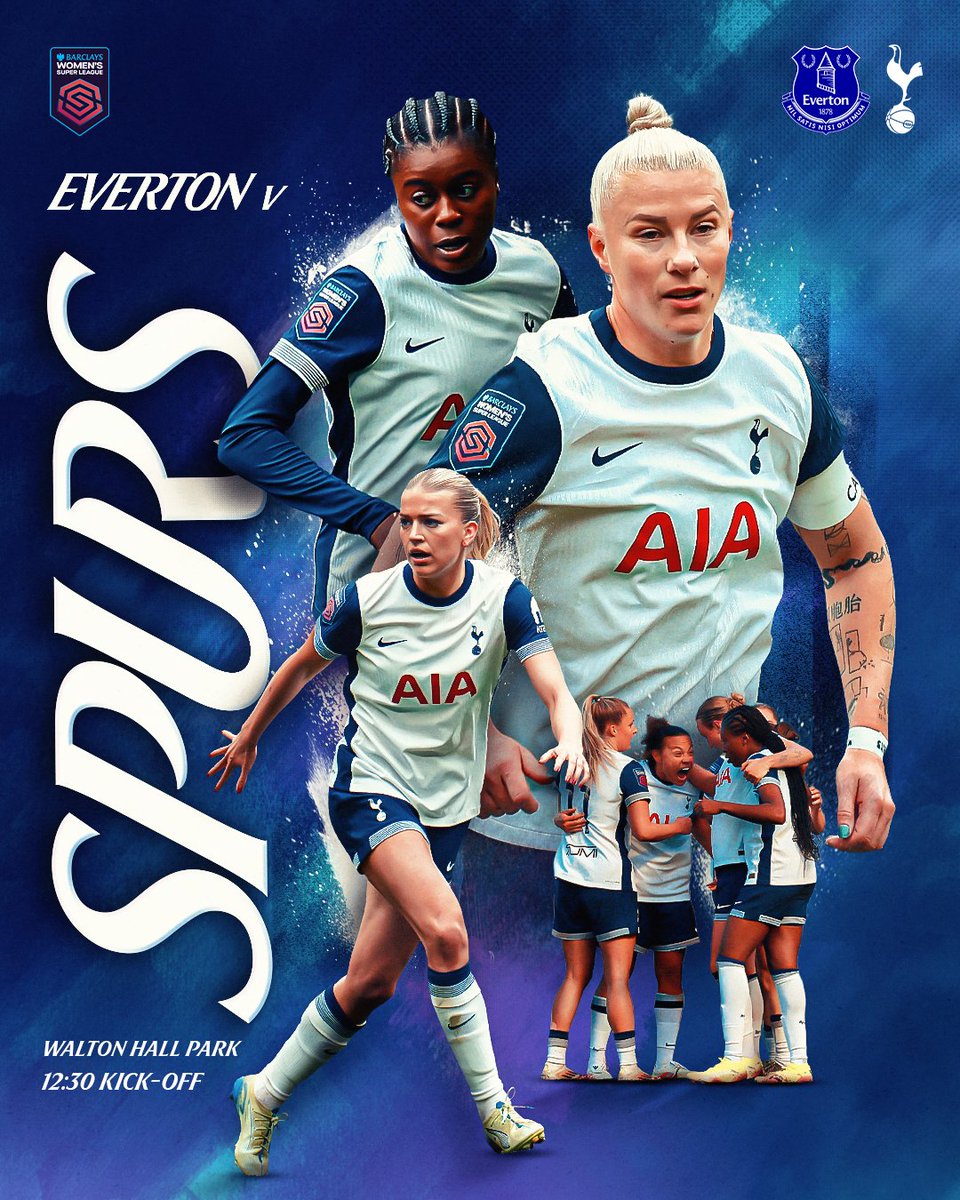 Tottenham Hotspur Women (@spurswomen) on Twitter photo IT'S MATCHDAY π€
π Everton
π <a href="/BarclaysWSL/">Barclays Women's Super League</a>
ποΈ Walton Hall Park
π§ 12:30 BST
πΊ YouTube IT'S MATCHDAY π€
π Everton
π <a href="/BarclaysWSL/">Barclays Women's Super League</a>
ποΈ Walton Hall Park
π§ 12:30 BST
πΊ YouTube