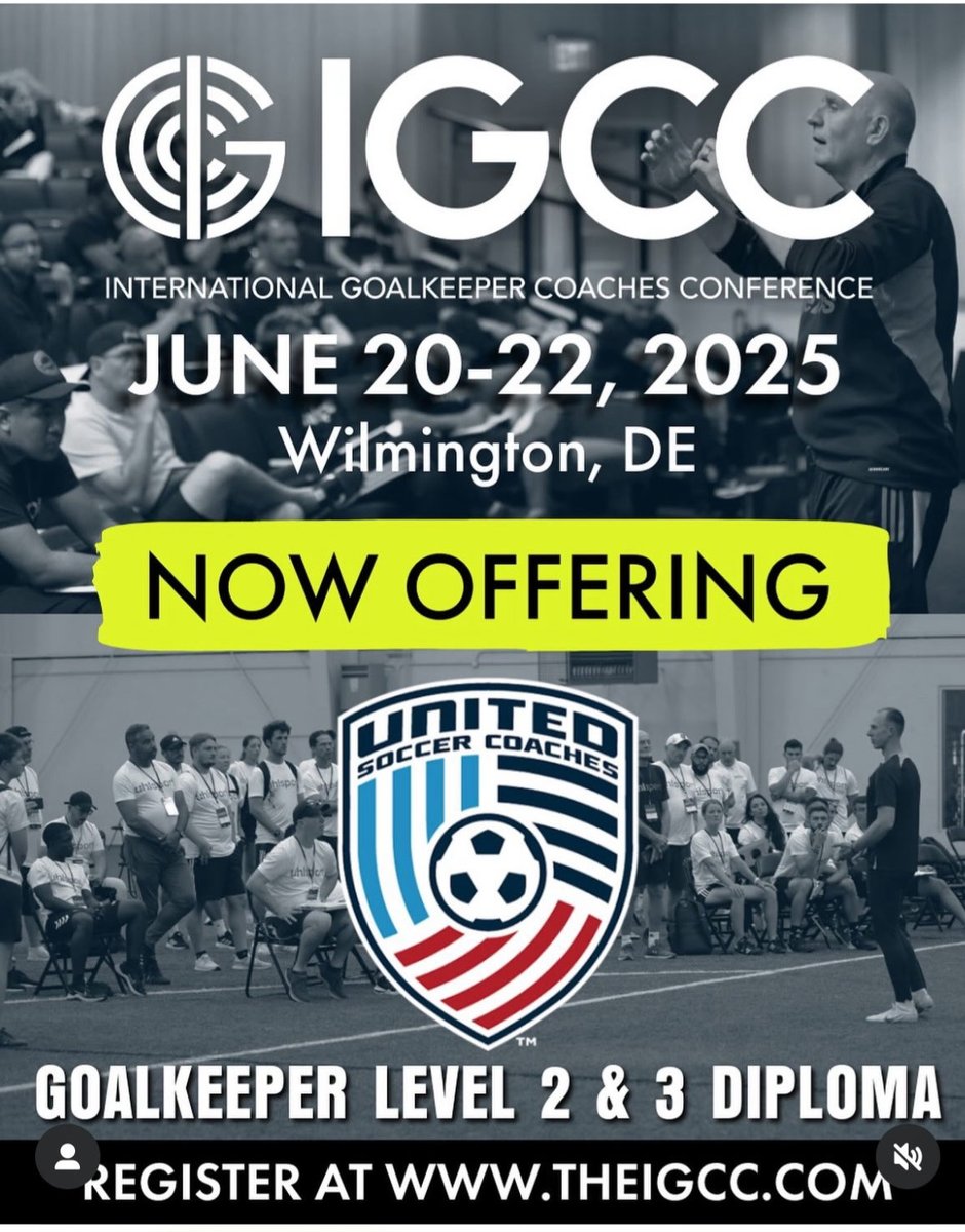 Join us from June 20-22, 2025, in Wilmington, DE for the International Goalkeeper Coaches Conference (IGCC), where you can earn BOTH Goalkeeper Level 2 &amp; 3 Diplomas in partnership with IGCC! 🌟 👉 Register now at theigcc.com and secure your spot!

#IGCC2025