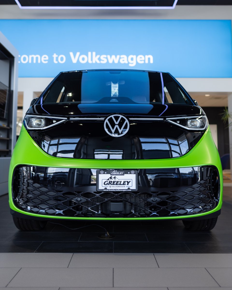 GreeleyVW's tweet photo. Rolling loud in lime 💚🖤 — this custom-wrapped ID. Buzz isn’t just a van, it’s a statement. Sleek, bold, and built to stand out! Come check it out at Greeley VW this weekend.

 #IDBuzz #volkswagen #vw #vwidbuzz #vwbus #vwlove #vwlife #electricvehicle #ev #electriccar #greeley https://t.co/UcCtcxxOHT