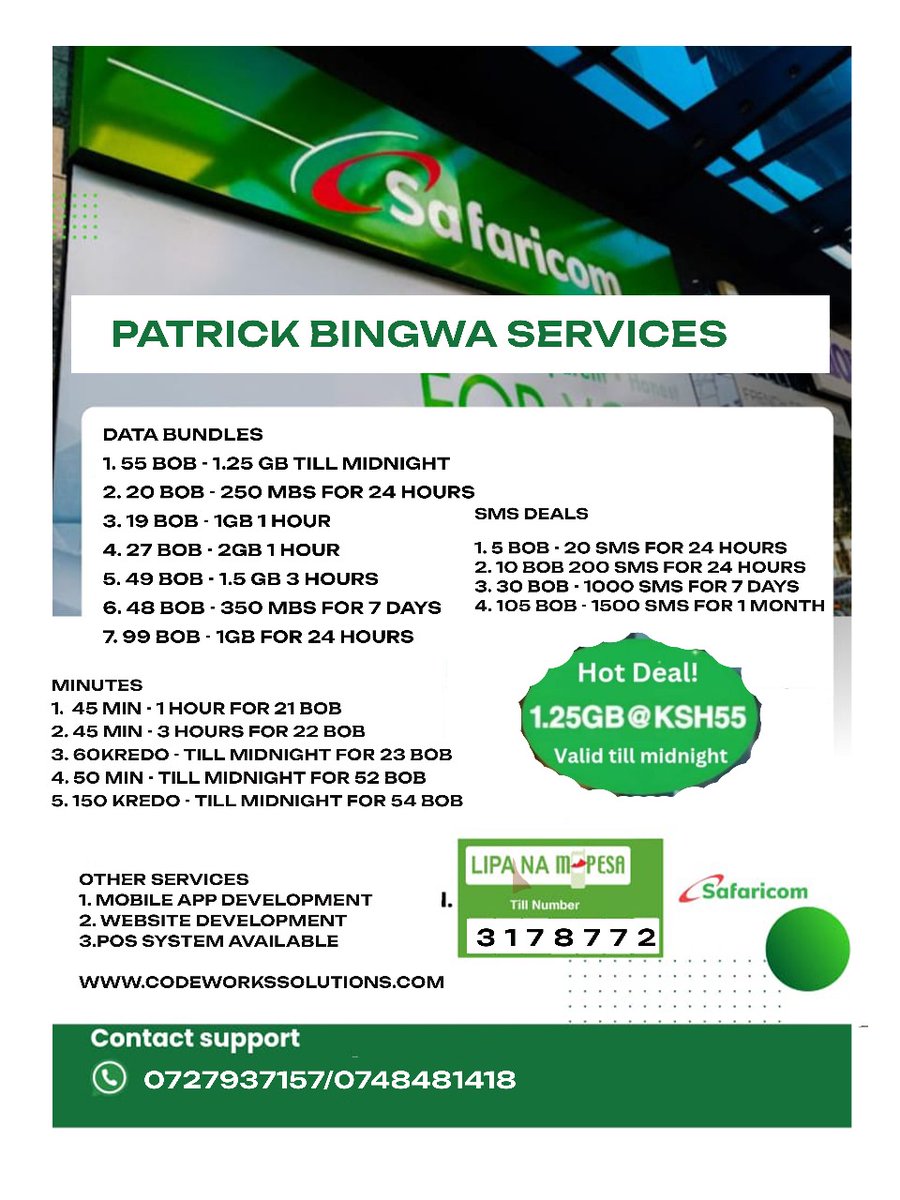 kivuvo_patrick's tweet image. PATA OFFER ATA UKIWA NA OKOA ‼️
AUTOMATED✅ DELIVERY NI INSTANTLY ✅ OPEN 24 HOURS ✅
Use our TILL: 31 78 772 to buy an OFFER
Visit Our Website for more Offers and also to buy for other number:
bingwahybrid.com/cfcae30f7c
#business