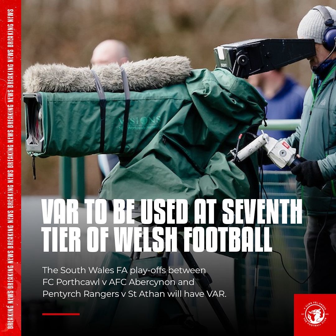 Y Clwb Pêl-Droed (@yclwbpeldroed) on Twitter photo 👀 VAR to be used in Welsh domestic football!
This weekend's <a href="/SouthWalesFA/">South Wales FA</a> play-off matches between <a href="/FCPorthcawl/">FC Porthcawl</a> versus <a href="/afcabercynon97/">AFC Abercynon</a> and <a href="/PentyrchS/">Pentyrch Rangers AFC⚫️⚪️</a> vs <a href="/StAthanFC/">St Athan FC ⚪️⚫️🏴</a> at <a href="/PenybontFC_/">Penybont FC</a> will have VAR.
It will help towards the potential introduction of VAR to the Cymru Premier. 👀 VAR to be used in Welsh domestic football!
This weekend's <a href="/SouthWalesFA/">South Wales FA</a> play-off matches between <a href="/FCPorthcawl/">FC Porthcawl</a> versus <a href="/afcabercynon97/">AFC Abercynon</a> and <a href="/PentyrchS/">Pentyrch Rangers AFC⚫️⚪️</a> vs <a href="/StAthanFC/">St Athan FC ⚪️⚫️🏴</a> at <a href="/PenybontFC_/">Penybont FC</a> will have VAR.
It will help towards the potential introduction of VAR to the Cymru Premier.