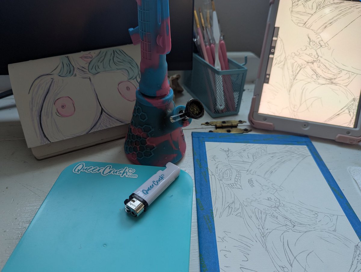 Khaos ✨ (@morelefey) on Twitter photo Working on some fanart of one of my queer crushes (<a href="/sagexxxhunter/">Sage Hunter ❤️🔥</a>) while using some <a href="/QueerCrushX/">💙 QueerCrush 💙</a> merch? Just feels right 💙 Working on some fanart of one of my queer crushes (<a href="/sagexxxhunter/">Sage Hunter ❤️🔥</a>) while using some <a href="/QueerCrushX/">💙 QueerCrush 💙</a> merch? Just feels right 💙