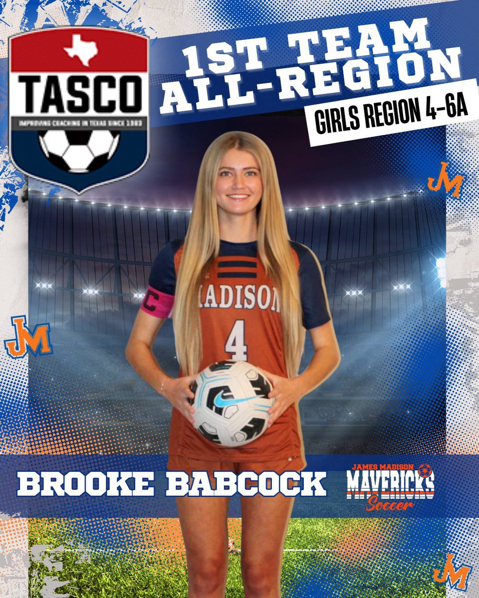 <a href="/Brooke_Taillon4/">Brooke Babcock</a> gets to participate in tomorrow’s All-Star game at 2pm representing Region 4. Excited to see her represent Madison one more time! 

<a href="/tascosoccer/">TASCO</a> <a href="/NeisdAthletics/">NEISD ATHLETICS</a> <a href="/jm_mavs/">Madison Athletics</a>
