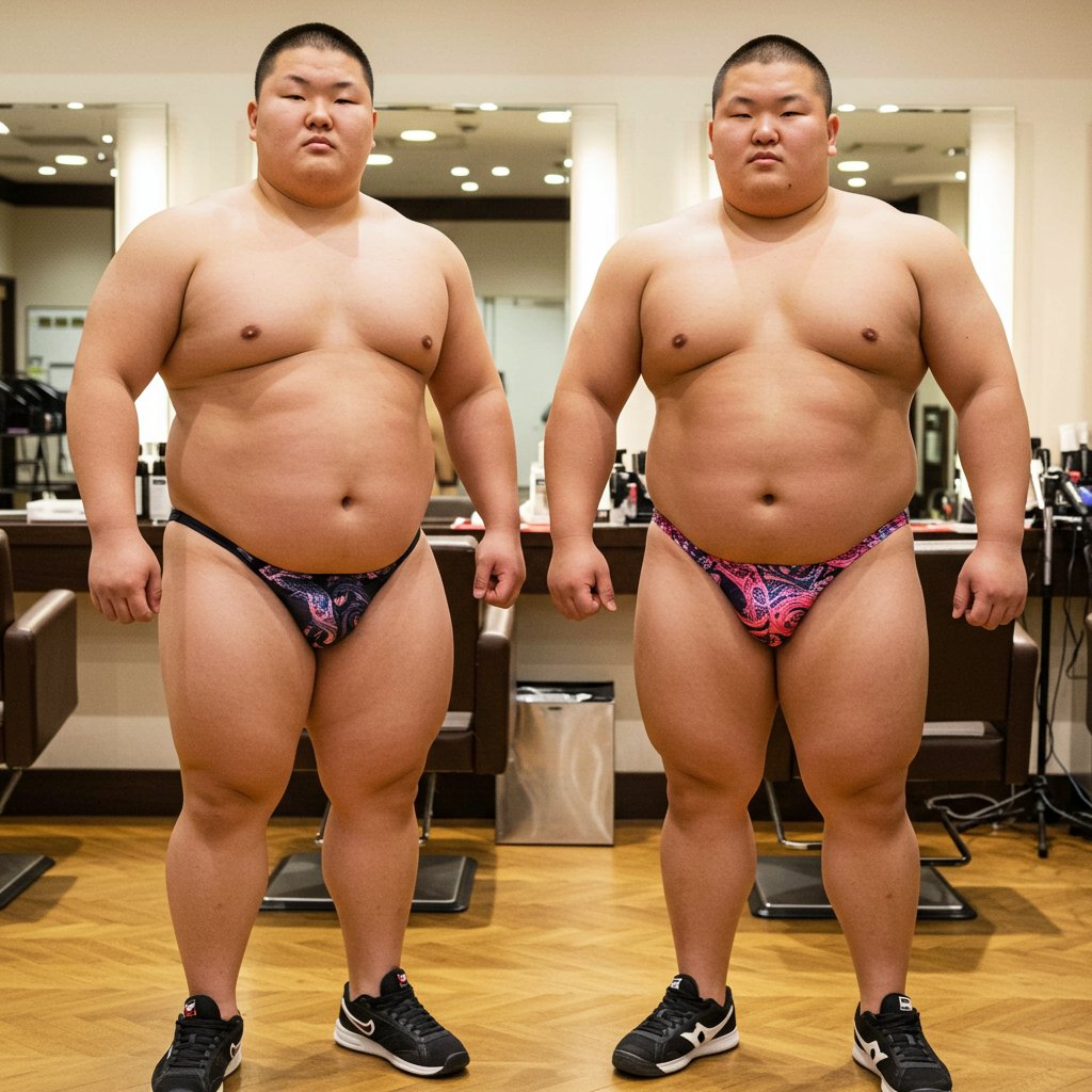 行きつけの美容室にてデブ２人、、。
坊主頭めちゃ似合ってるな、、。😅