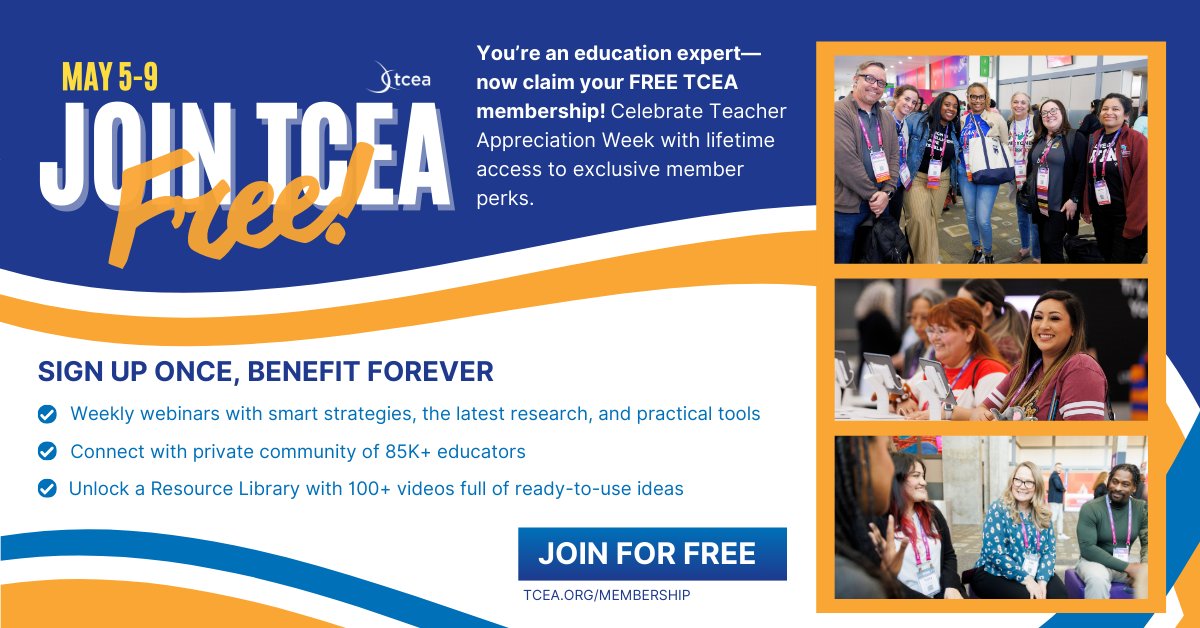 🕐 Hours left. That’s it.
Educators, if you haven’t grabbed your free lifetime TCEA membership, now’s the time to click before the clock runs out. ⏳
Professional learning, resources, and a community that gets you—for $0.

Let’s make it official ⬇️
 tcea.org/membership/