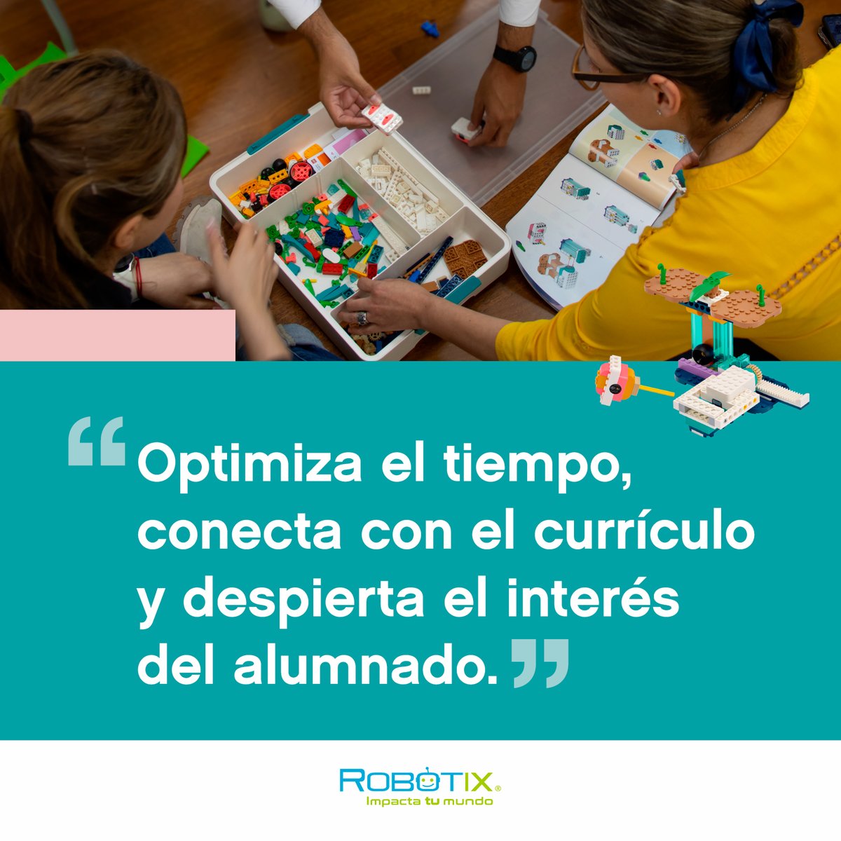 SoyRobotiX's tweet image. ¡Convierte tu clase en una experiencia práctica, divertida y memorable con LEGO Education Ciencias!

💬 “Optimiza el tiempo, conecta con el currículo y despierta el interés del alumnado.&quot;

📩 Escríbenos y descubre cómo llevar esta herramienta a tu aula.

#RobotiX #STEM