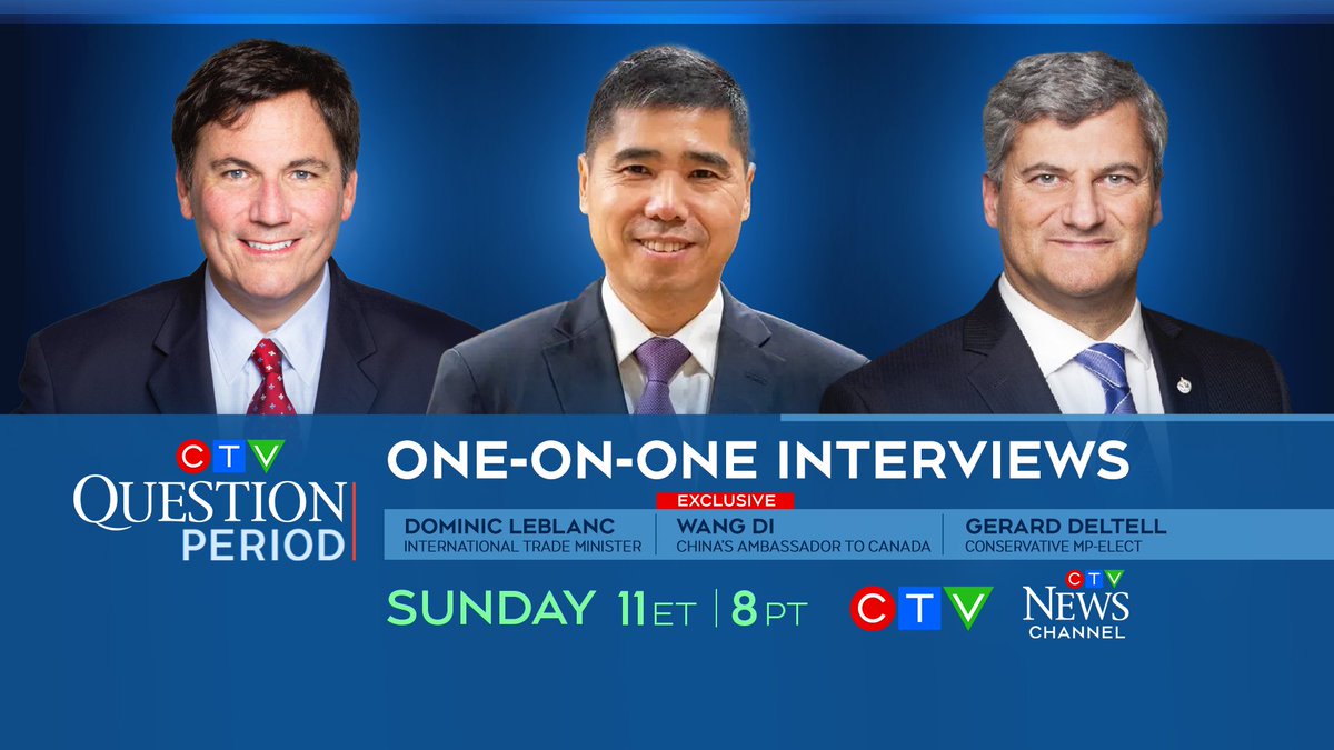 ctvqp's tweet image. This Sunday on @ctvqp:
✅International Trade Minister @DLeBlancNB
✅Exclusive with China's Ambassador to Canada Wang Di
✅Conservative MP-Elect @gerarddeltell