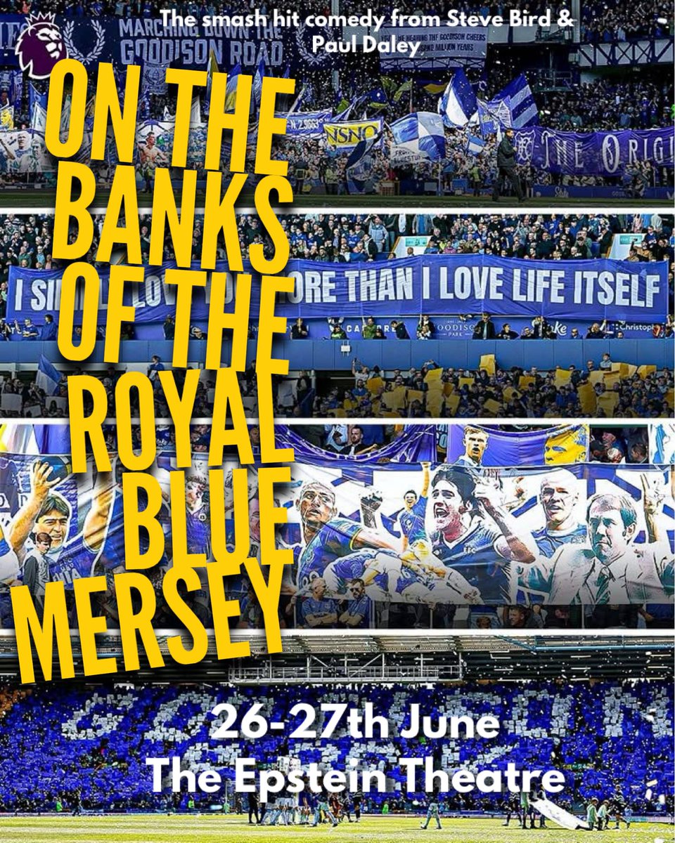 And we're back bigger better and funnier than ever. Come and celebrate  the comical history of Everton Football Club, you couldn't make it up..so we have
We're at <a href="/EpsteinTheatre/">The Epstein Theatre</a> 26&amp;27th June 
tickets are on sale now.
bit.ly/EpsteinBlue
<a href="/EvertonNewsFeed/">𝗧𝗵𝗲 𝗧𝗼𝗳𝗳𝗲𝗲 𝗕𝗹𝘂𝗲𝘀</a> 
<a href="/LivEchoEFC/">Everton FC News</a> 
#EFC