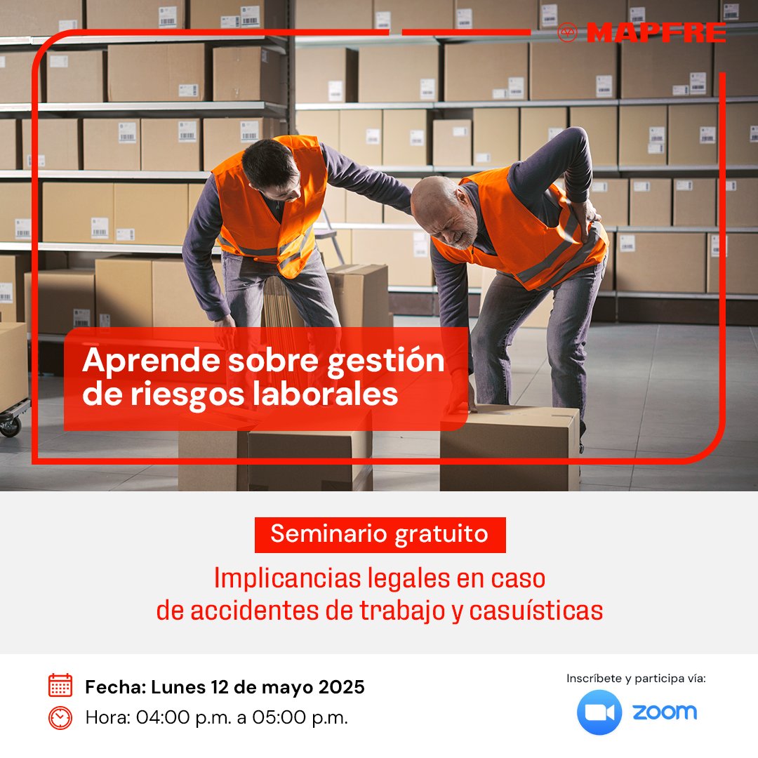 ⚖️ ¿Conoces las implicancias legales ante un accidente de trabajo? En nuestro próximo webinar, exploraremos este tema y las últimas resoluciones administrativas de SUNAFIL. 📌 ¡Inscríbete! bit.ly/4jNonOp
🗓️ Lunes 12
🕓 4:00 pm
#CuidamosLoQueTeImporta #WebinarsSCTRMAPFRE