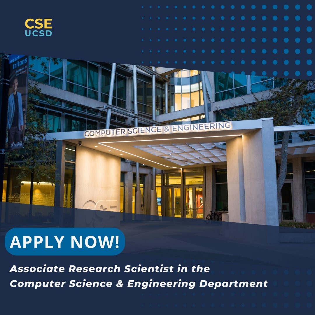UCSD CSE (@ucsd_cse) on Twitter photo Apply to be an Associate Research Scientist at <a href="/UCSanDiego/">UC San Diego</a> CSE!📋
Join our dynamic research community and lead efforts to build secure operating systems.
🗓️ Apply by May 30
🔗 apol-recruit.ucsd.edu/JPF04213
#CSEJobs #CybersecurityJobs #ResearchJobs #UCSDHiring Apply to be an Associate Research Scientist at <a href="/UCSanDiego/">UC San Diego</a> CSE!📋
Join our dynamic research community and lead efforts to build secure operating systems.
🗓️ Apply by May 30
🔗 apol-recruit.ucsd.edu/JPF04213
#CSEJobs #CybersecurityJobs #ResearchJobs #UCSDHiring