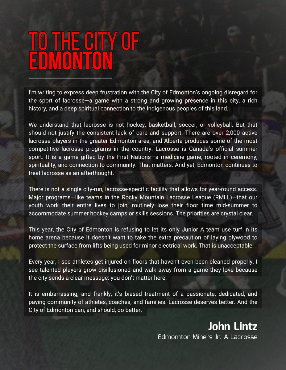 <a href="/CityofEdmonton/">City of Edmonton</a> <a href="/AmarjeetSohiYEG/">Amarjeet Sohi</a> <a href="/sjlhamilton/">Sarah Hamilton</a> <a href="/MinersLacrosse/">Miners Lacrosse Club</a>