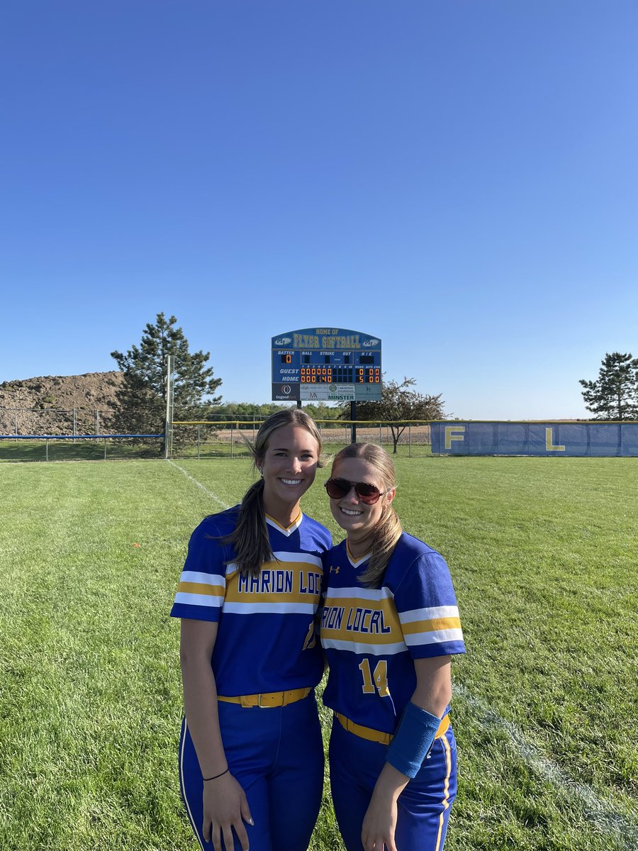 These seniors just wrapped up their home careers with a big (and rare) softball win over Minster! Great job, Brooke and Emerson!