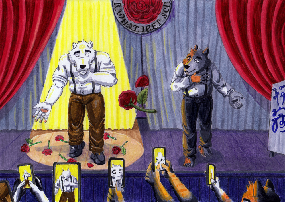 Mirrors
Caravan Palace

"All eyes on you
When you go downtown
One foot on the ground
It's all over the news
But I'm confused
When the stage is mine
I remain
Invisible to all"

.........
