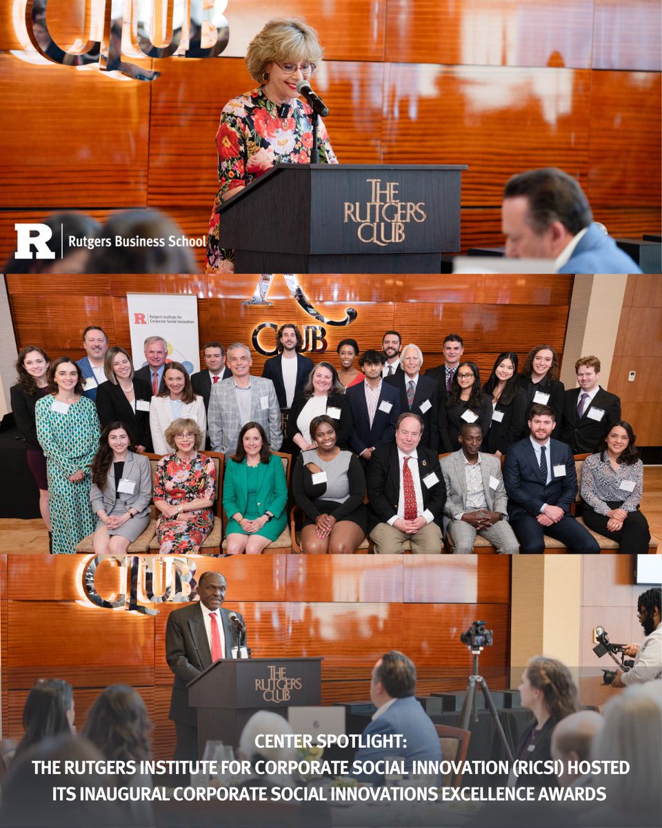 #RBSCenterSpotlight The inaugural Corporate Social Innovation Excellence Awards occurred at the Rutgers Club, with 82 attendees hosted by the Rutgers Institute for Corporate Social Innovation (RICSI)!  Learn more ⤵️about the awards 🏆 and recipients. 
go.rutgers.edu/rbsricsiawards