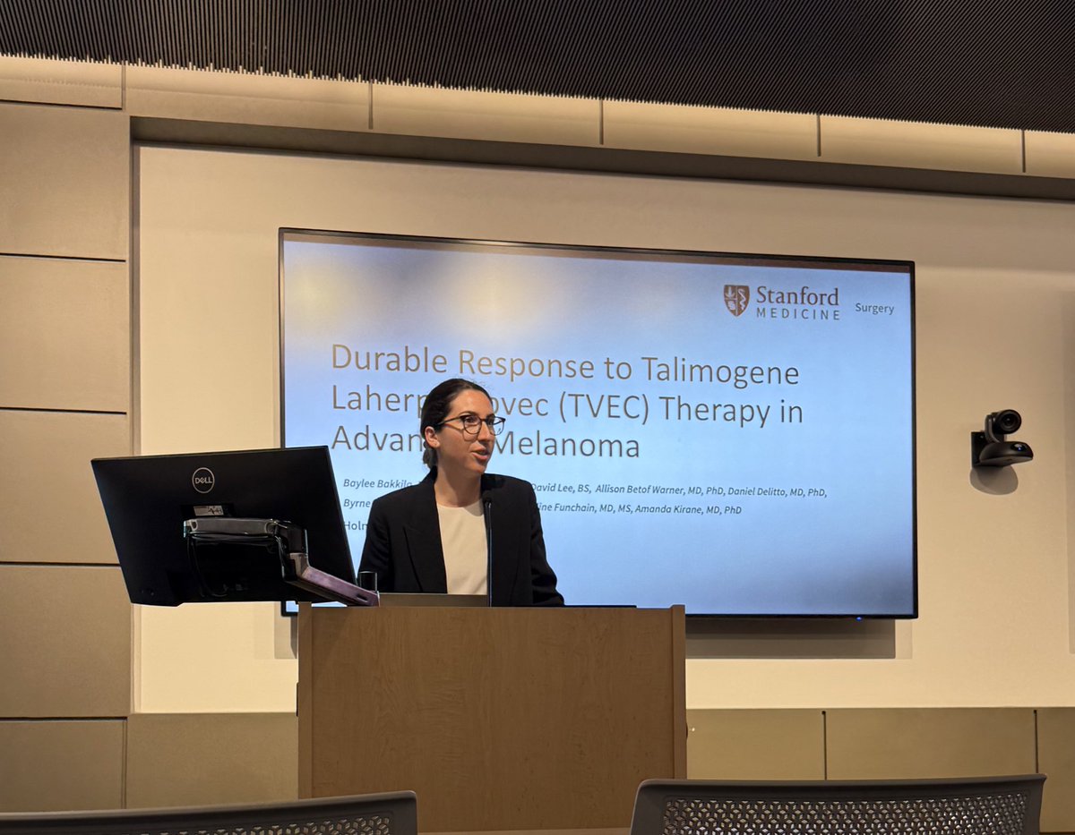 Stanford General Surgery (@stanfordgensurg) on Twitter photo Does TVEC therapy for advanced melanoma work in a real-world setting? Research by <a href="/OpNotes/">SUSurgeryResidency</a> Resident <a href="/BayleeFBakkila/">Baylee Bakkila</a> and <a href="/amandakirane/">Amanda Kirane, MD, PhD, FSSO</a>’s Lab shows a durable response at a large-volume single institution. #Holman25 #CancerResearch Does TVEC therapy for advanced melanoma work in a real-world setting? Research by <a href="/OpNotes/">SUSurgeryResidency</a> Resident <a href="/BayleeFBakkila/">Baylee Bakkila</a> and <a href="/amandakirane/">Amanda Kirane, MD, PhD, FSSO</a>’s Lab shows a durable response at a large-volume single institution. #Holman25 #CancerResearch